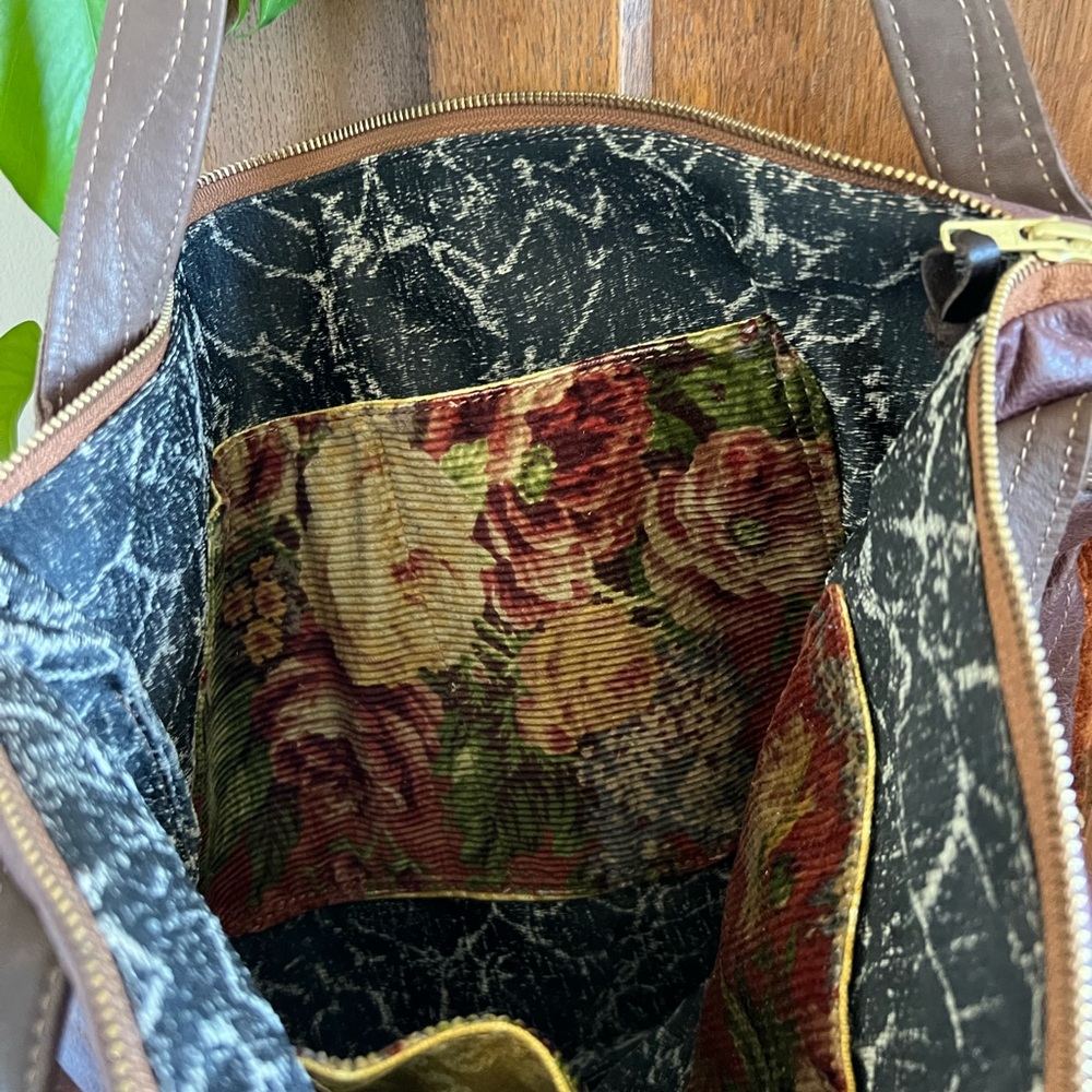 Reby C premium handmade leather and tapestry tote bag - Picture 6 of 12